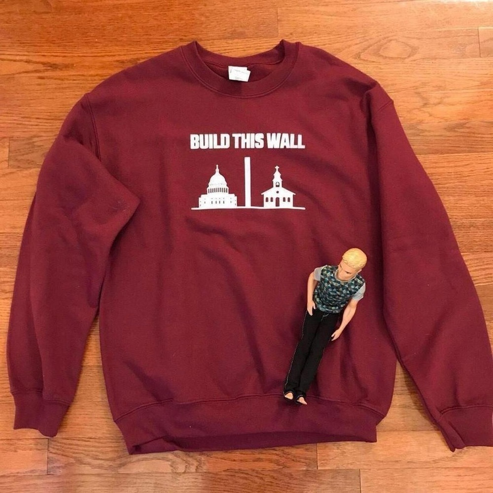 BURGUNDY MENS SWEATSHIRT MEDIUM POLITICAL SEPARATE CHURCH STATE NCAA RIGHTS